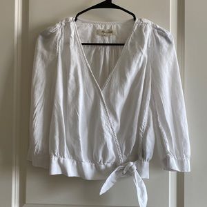 Madewell White Wrap Top